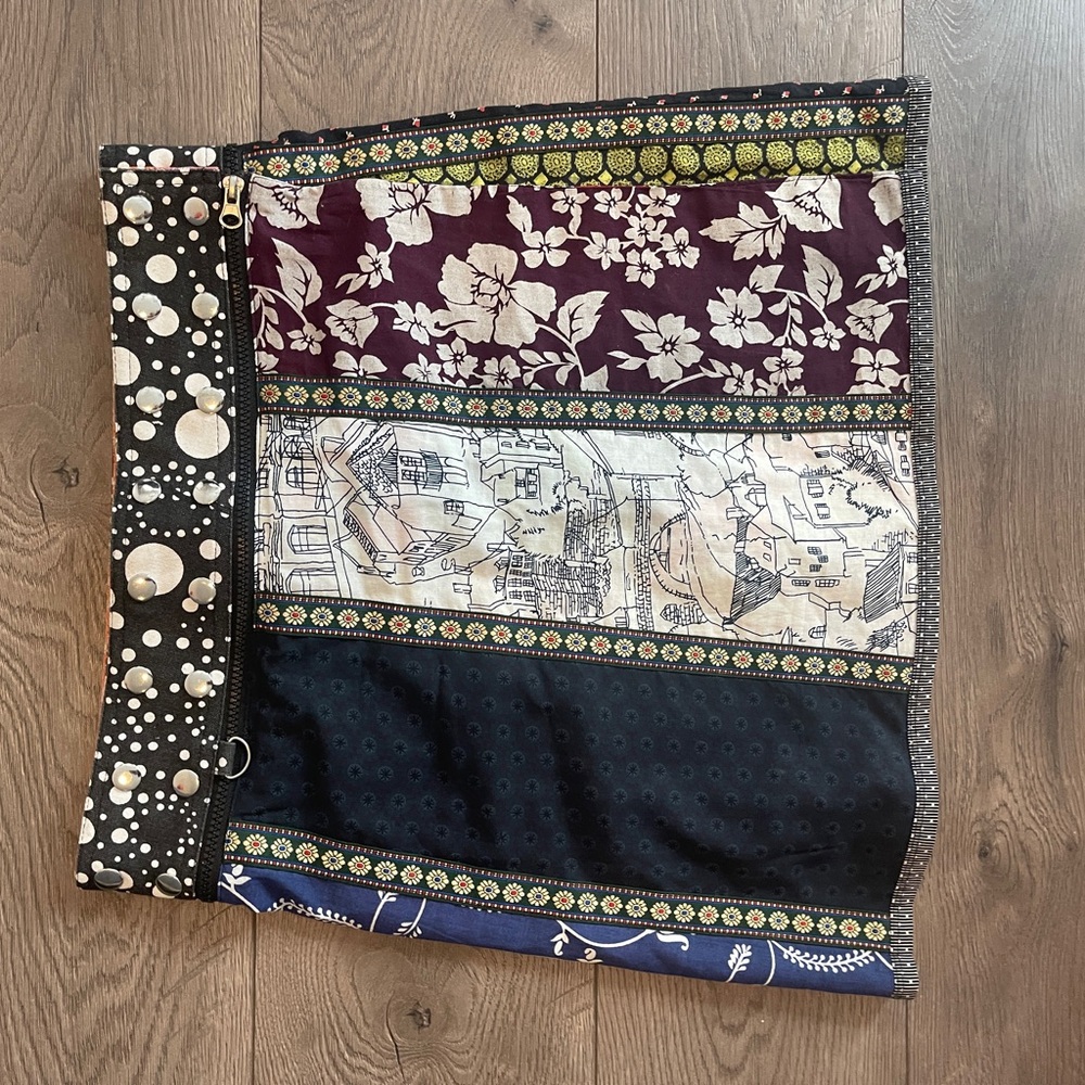 Handmade Floral and Geometric Wrap Skirt